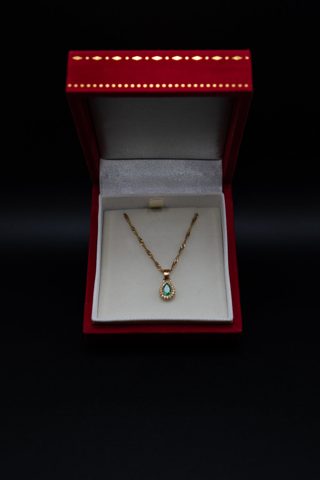 Teardrop Emerald Pendant Necklace — 18k Gold Charm