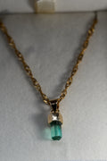 Raw Emerald Crystal Pendant Necklace — 18k Gold Cap