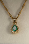 Teardrop Emerald Pendant Necklace — 18k Gold Charm