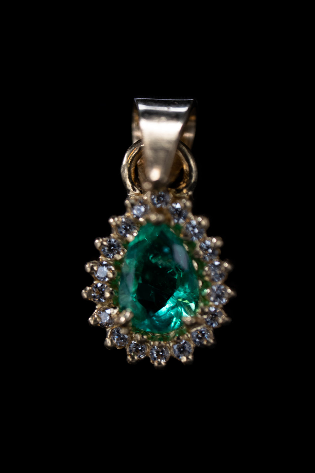 Teardrop Emerald Pendant Necklace — 18k Gold Charm