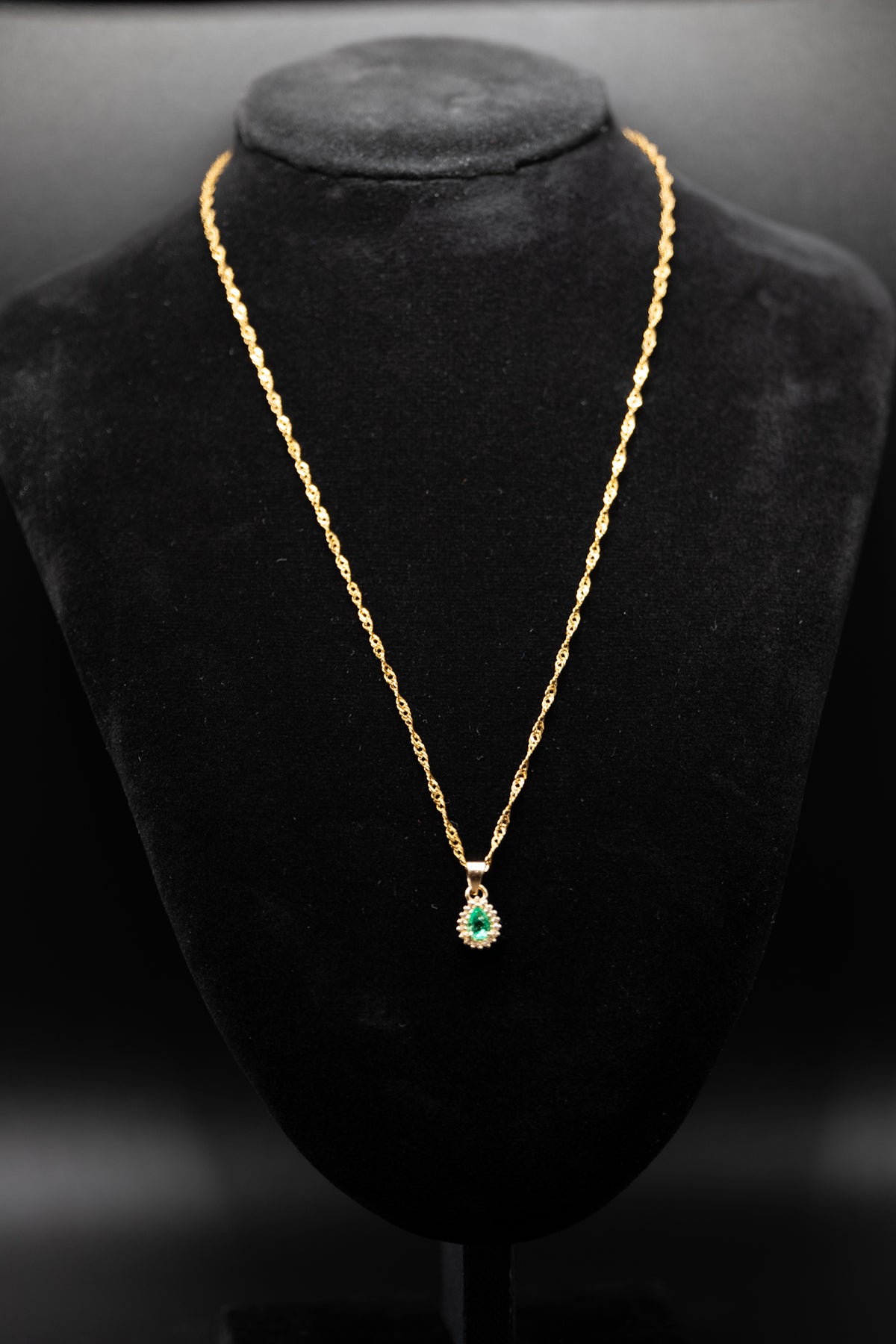 Teardrop Emerald Pendant Necklace — 18k Gold Charm